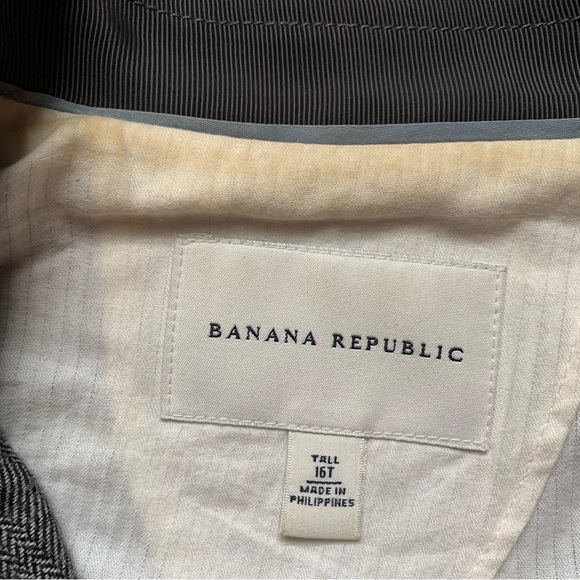 Banana Republic Wool Blend Distressed Herringbone Military Jacket Women Size 16T - Picture 7 of 16